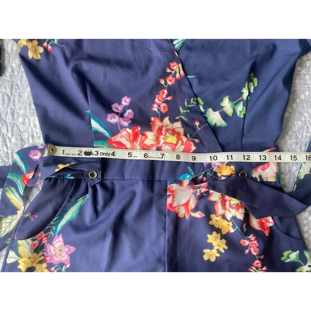 Yumi Kim Blue Floral Print Sweet Romance Liz Romper Women’s Size Small